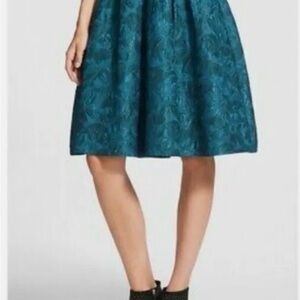 Astr Deep Teal Jacquard Textured Full  Skirt